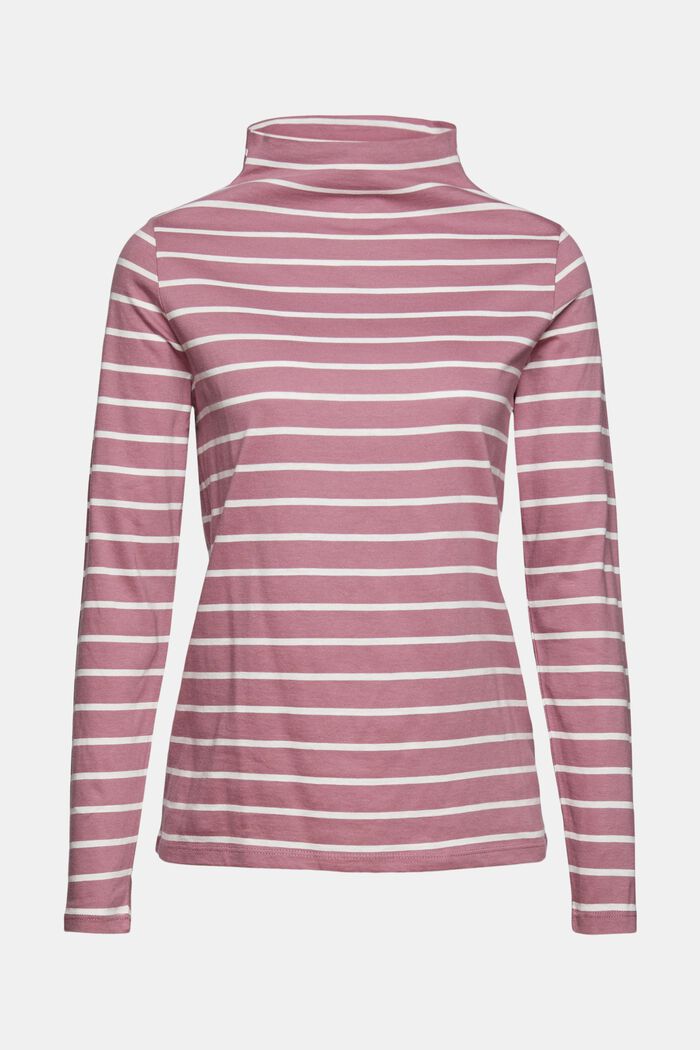 Striped long sleeve top in organic cotton, MAUVE, detail image number 5