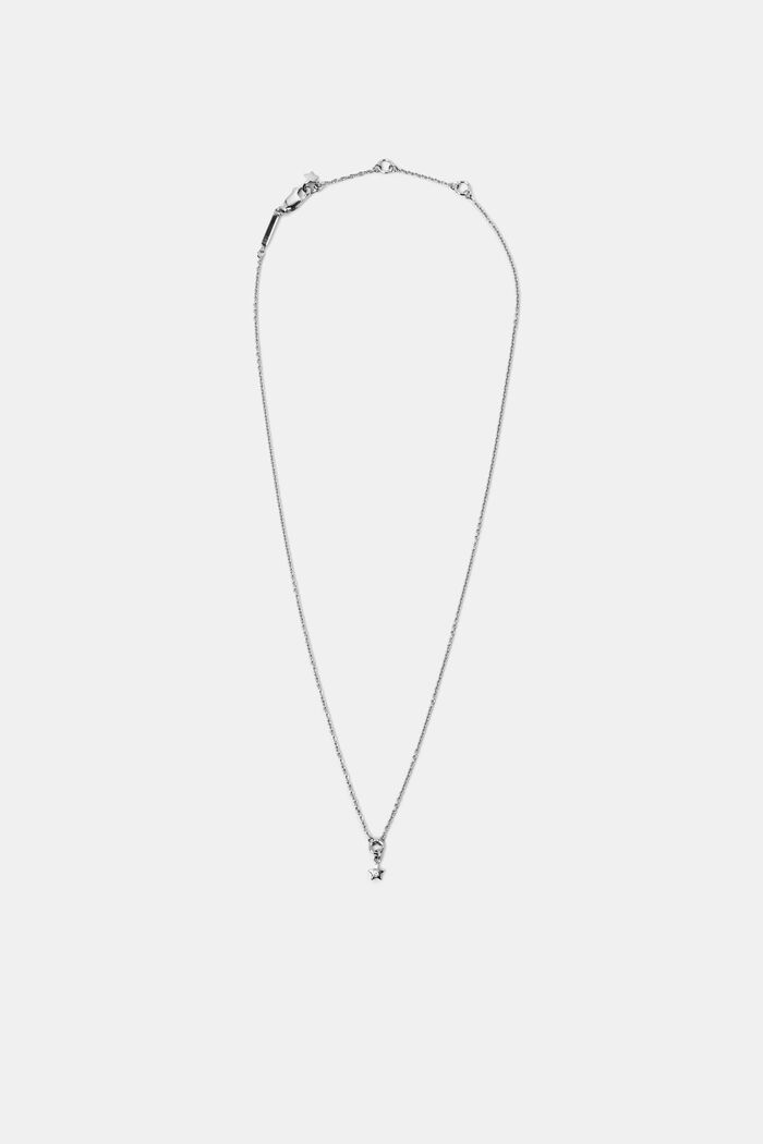 Dainty Sterling Silver Diamond Necklace, SILVER, detail image number 0