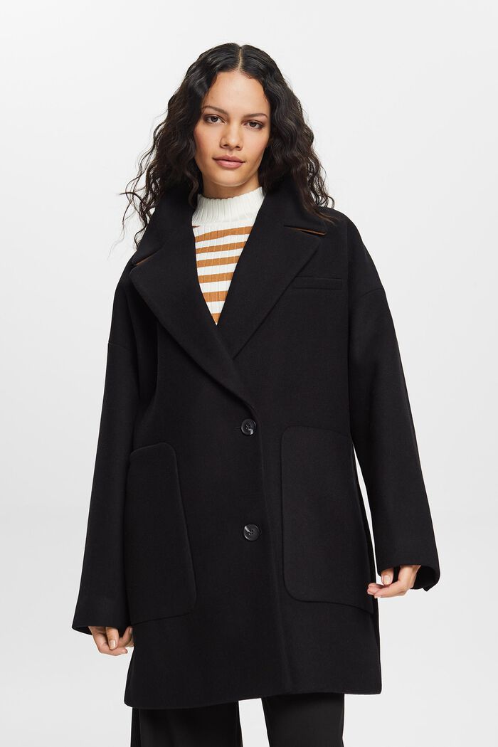 Recycelt: blended wool coat, BLACK, detail image number 0