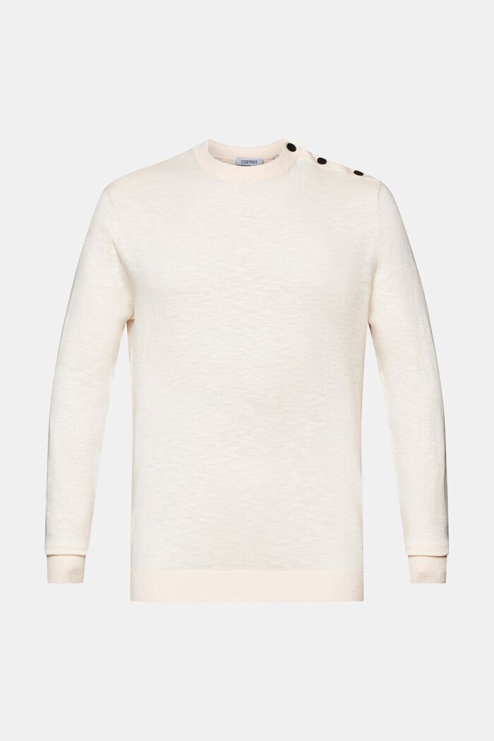 Cotton-Linen Crewneck Sweater, NUDE, detail image number 5