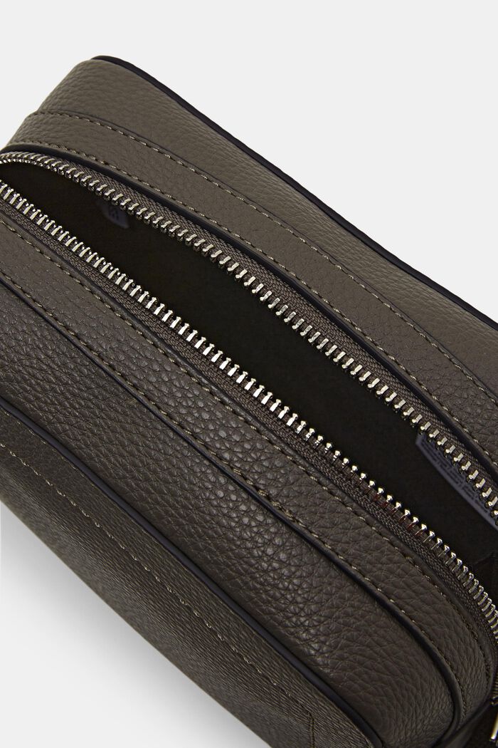 Faux Leather Shoulder Bag, DARK GREY/BROWN, detail image number 3