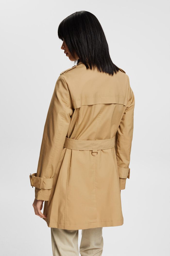 Double-breasted trench coat, KHAKI BEIGE, detail image number 3