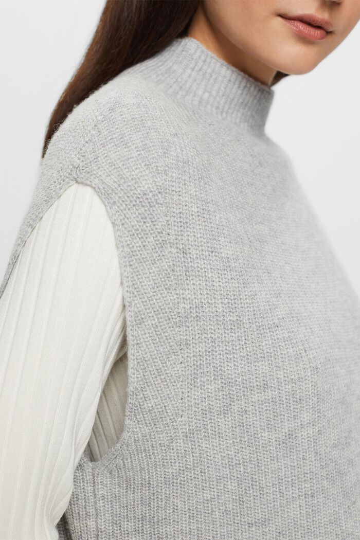 Wool Blend Rib-Knit Vest, LIGHT GREY, detail image number 2