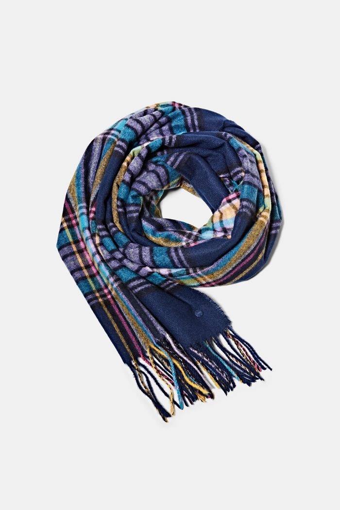 Checked scarf, PETROL BLUE, overview