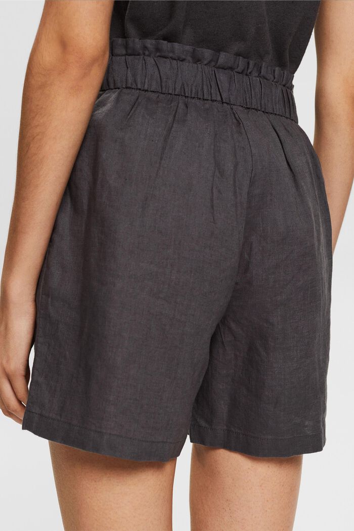 Short trousers in 100% linen, ANTHRACITE, detail image number 4