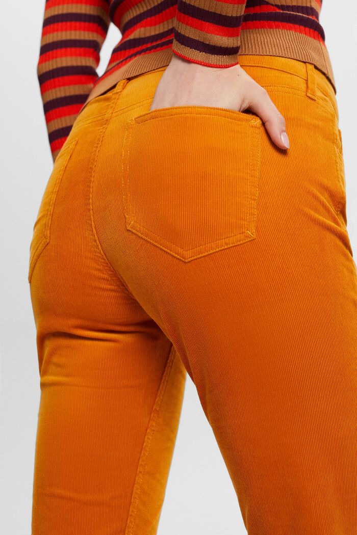 Mid-Rise Slim Corduroy Trousers, HONEY YELLOW, detail image number 4