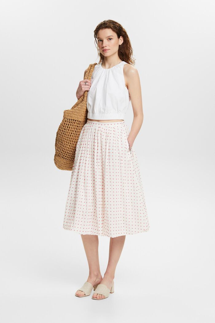 Textured Bubble Hem Midi Skirt, WHITE, detail image number 1