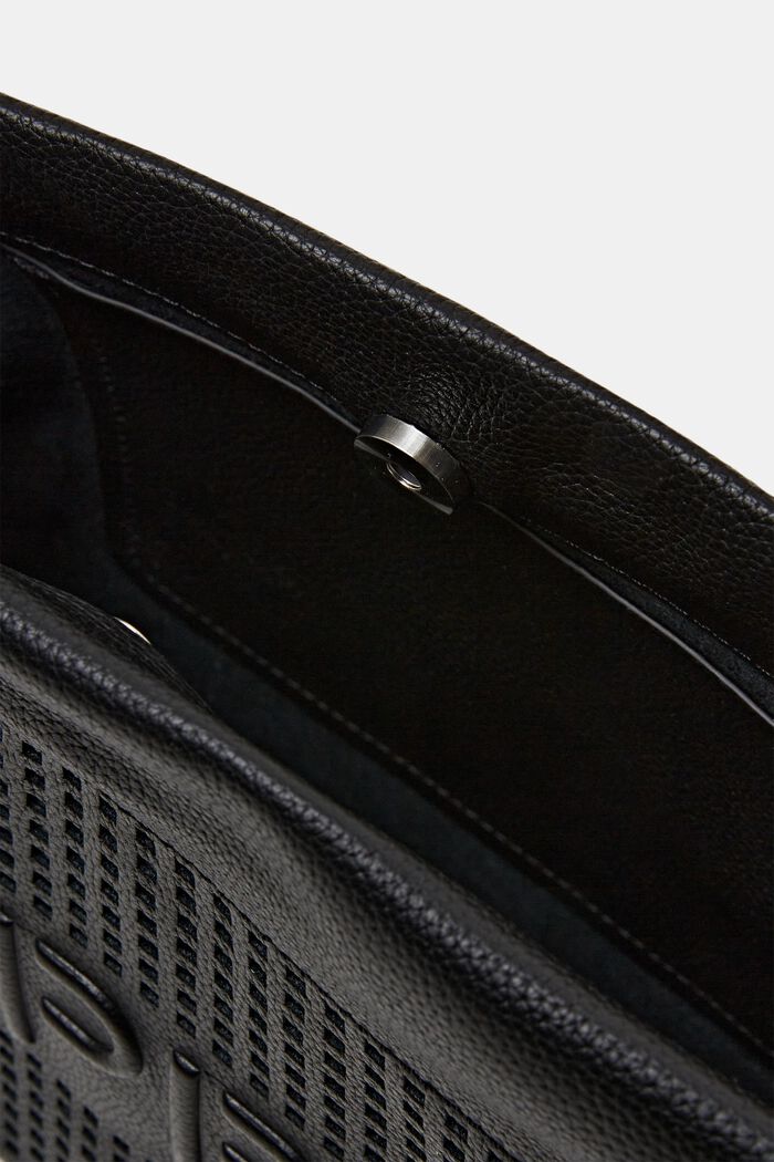 Logo-Embossed Leather Bag, BLACK, detail image number 3
