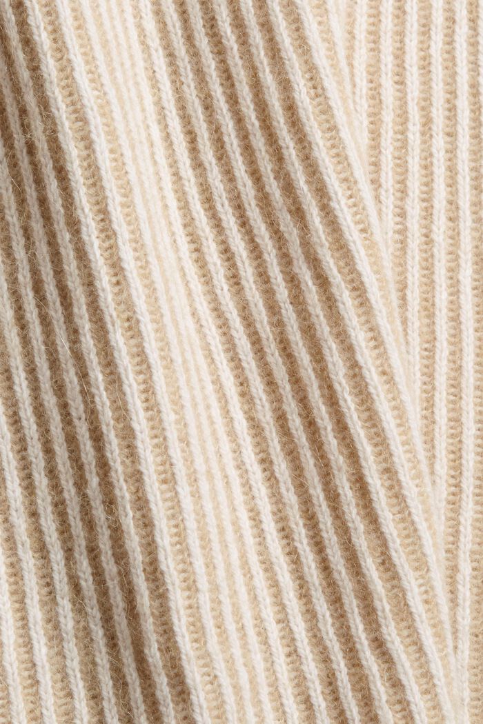 Made of blended wool: ribbed jumper in a two-tone look, KHAKI BEIGE, detail image number 4