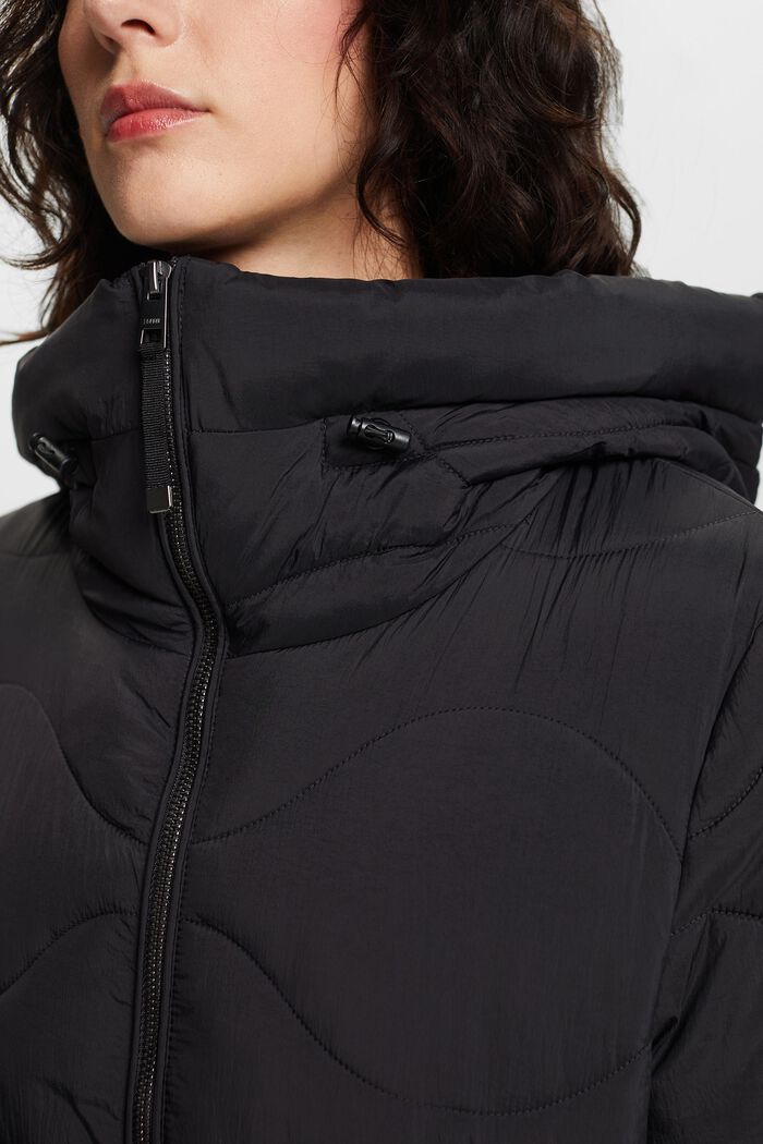 Hooded Quilted Jacket, BLACK, detail image number 2