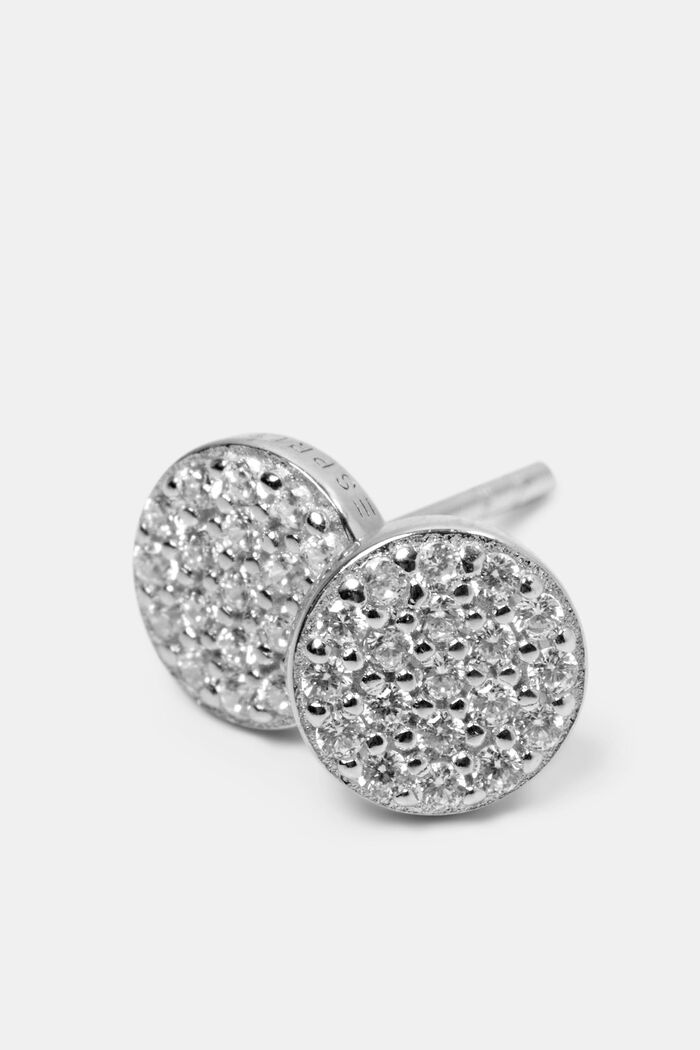 Sterling Silver Zirconia Ear Studs, SILVER, detail image number 1