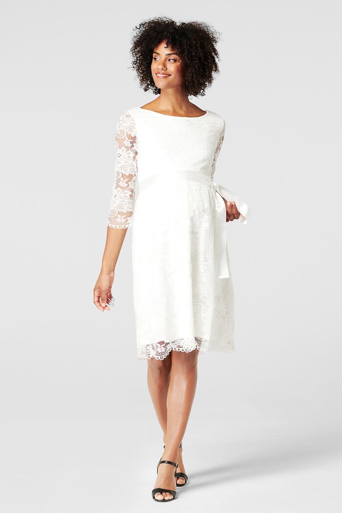 Floral lace dress with tie-around belt
