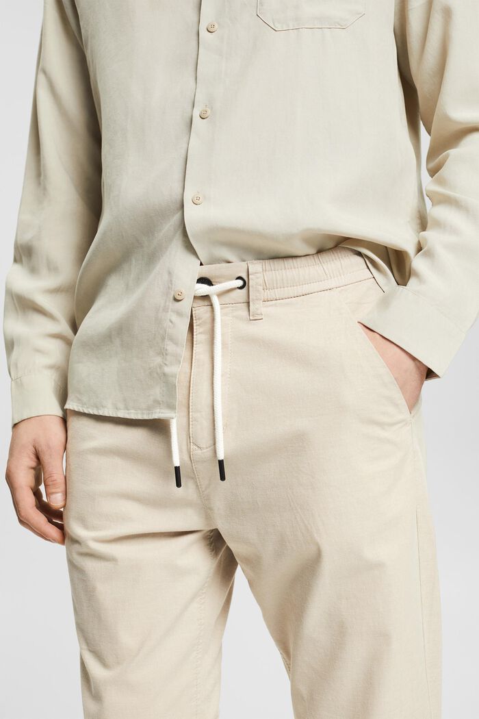Trousers with a stretchy drawstring waistband, BEIGE, detail image number 2