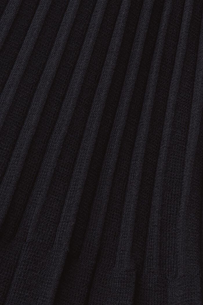 Pleated mini dress with long-sleeves & crewneck, BLACK, detail image number 5