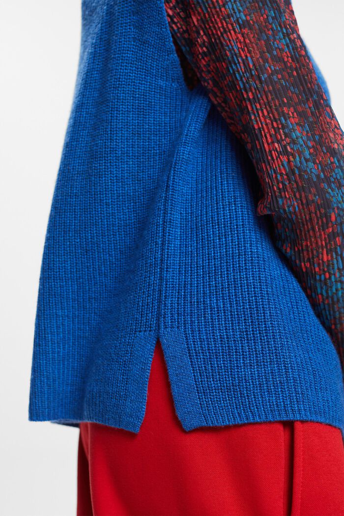 Wool Blend Rib-Knit Vest, BRIGHT BLUE, detail image number 1