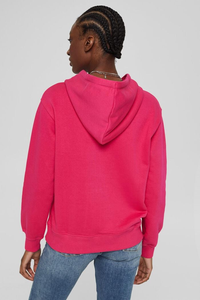 Hoodie with an embroidered logo, cotton blend, PINK FUCHSIA, detail image number 3