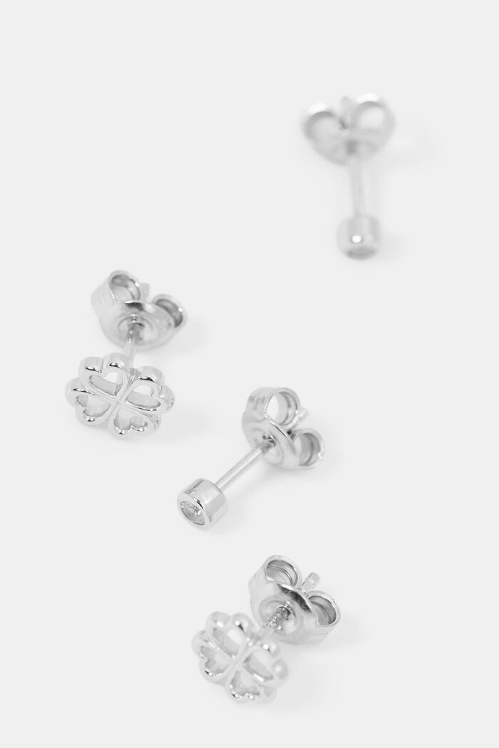 Set of two stud earrings in sterling silver, SILVER, detail image number 1