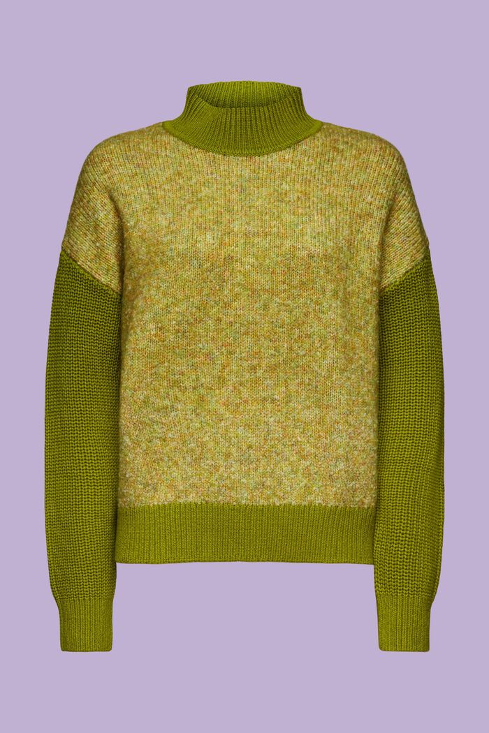Marled Mockneck Sweater, LEAF GREEN, detail image number 6