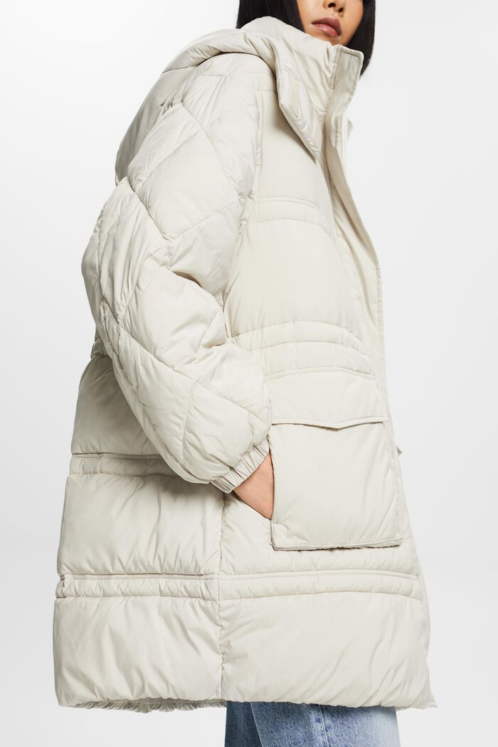 Recycled: quilted coat with hood, PASTEL GREY, detail image number 5