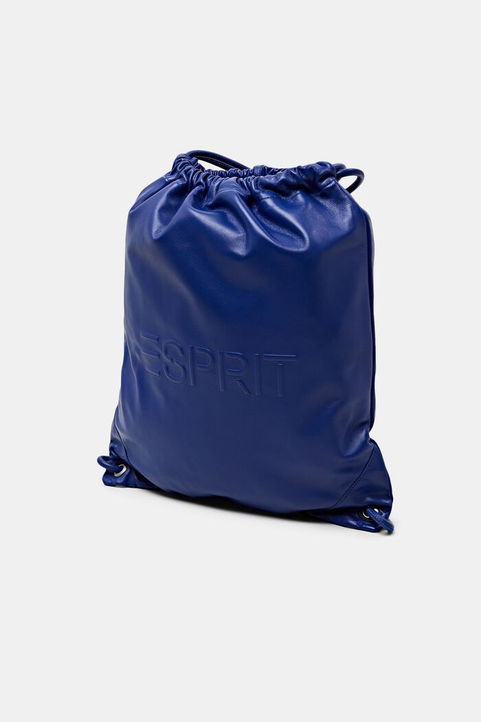 Leather Logo Drawstring Backpack, BRIGHT BLUE, detail image number 2