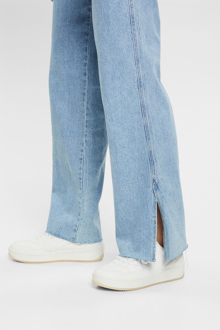 Wide leg jeans in organic cotton, BLUE LIGHT WASHED, detail image number 5