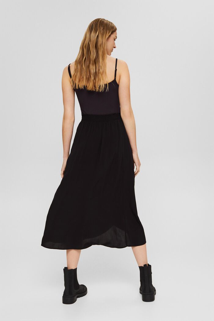 Midi skirt in a wrap-over look, LENZING™ ECOVERO™, BLACK, detail image number 3
