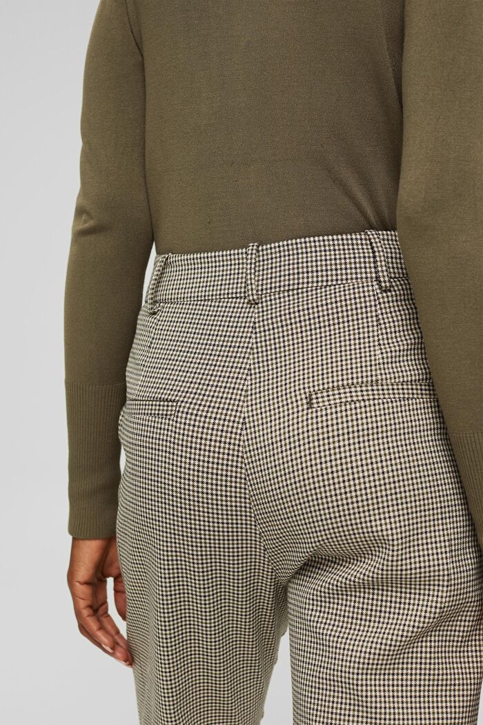 Trousers with a houndstooth check and button placket, DARK KHAKI, detail image number 2