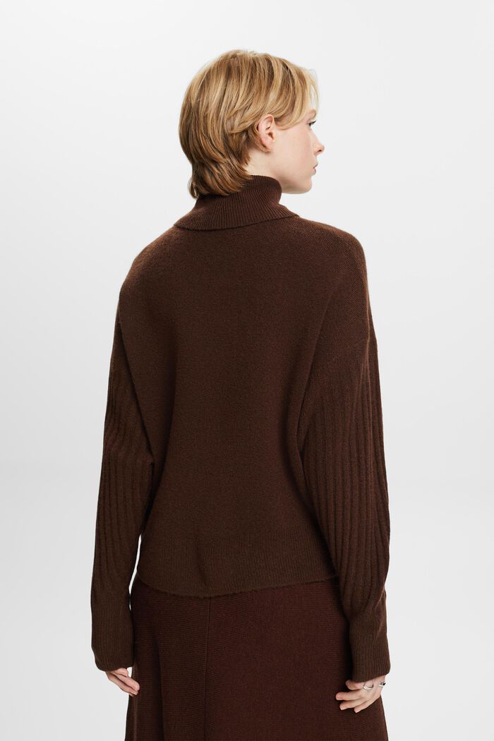 Wool Blend Turtleneck Sweater, BROWN, detail image number 4