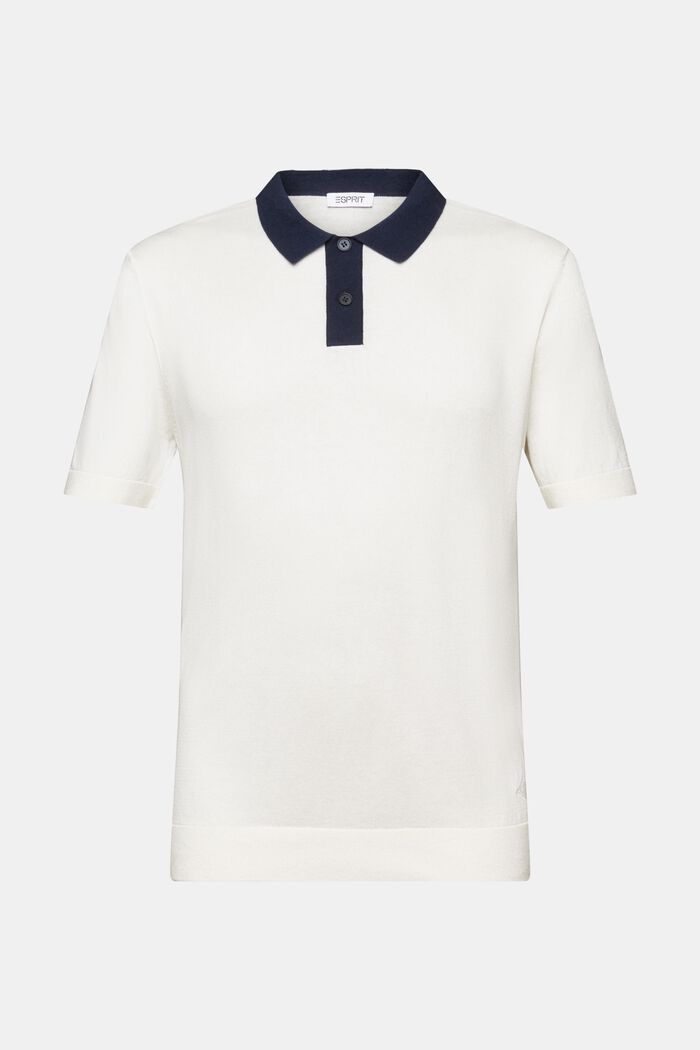 Knit Short-Sleeve Polo Shirt, OFF WHITE, detail image number 6