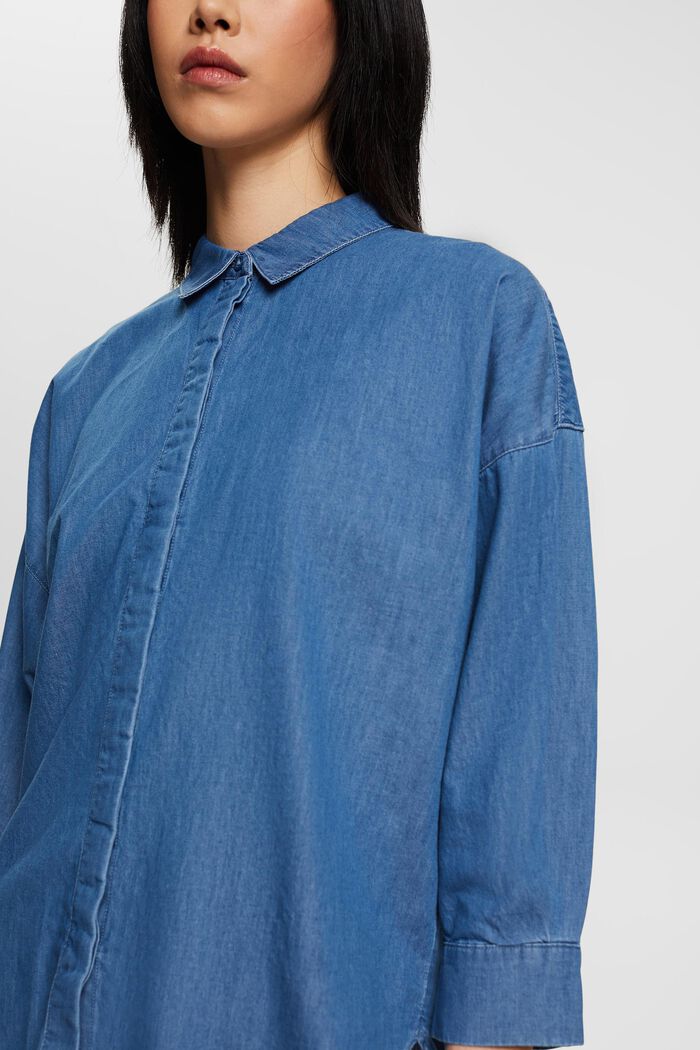 Cotton denim blouse, BLUE MEDIUM WASHED, detail image number 2