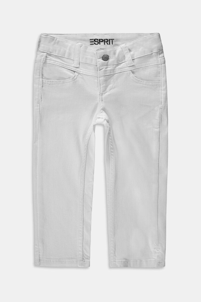 Made of recycled material: Capri jeans with an adjustable waistband, WHITE, detail image number 0