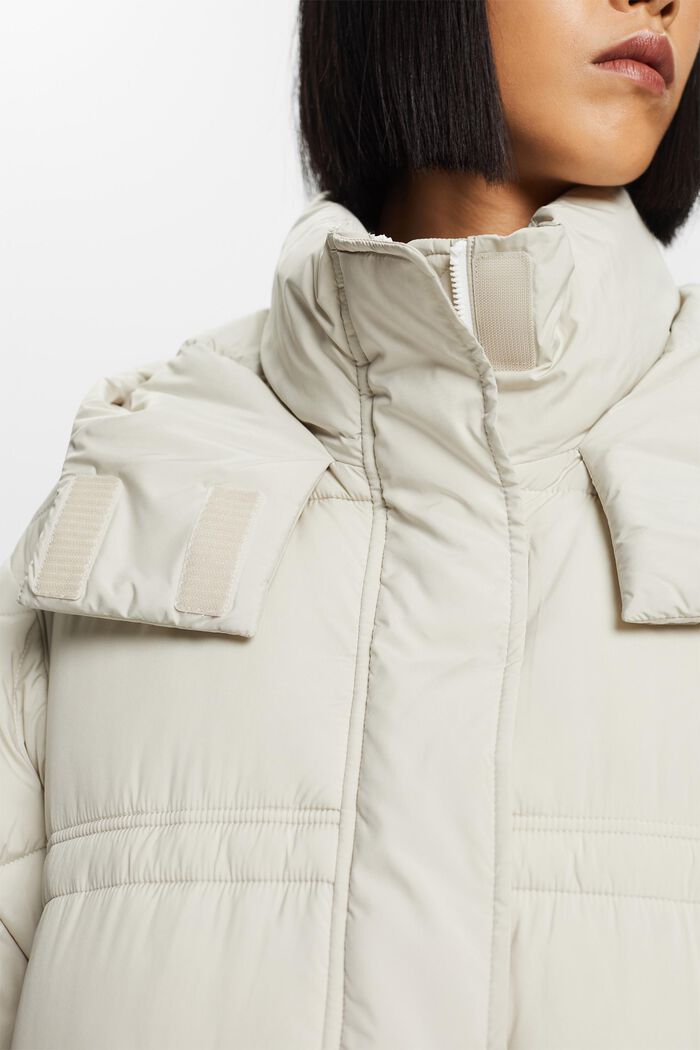 Recycled: quilted coat with hood, PASTEL GREY, detail image number 2