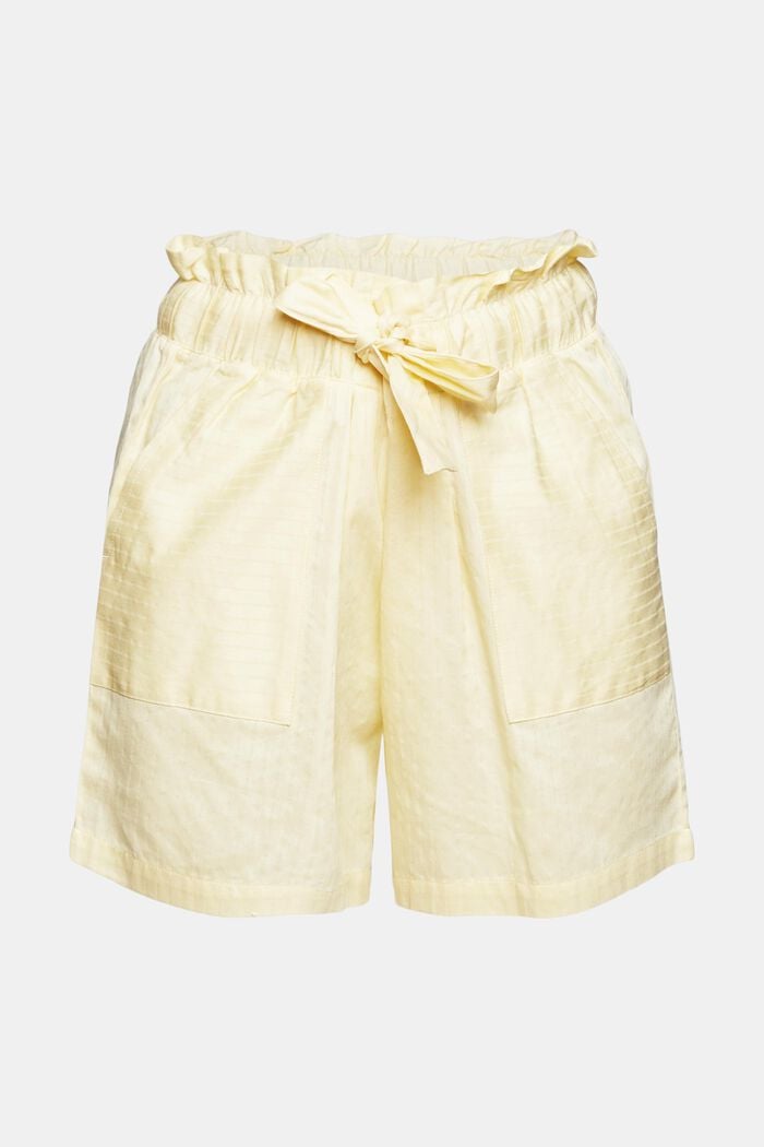 Pyjama shorts with ties, PASTEL YELLOW, overview