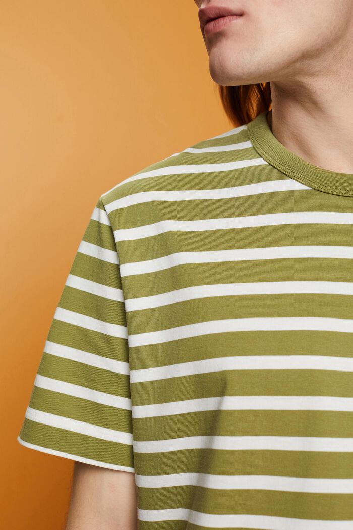 Striped sustainable cotton t-shirt, LEAF GREEN, detail image number 2