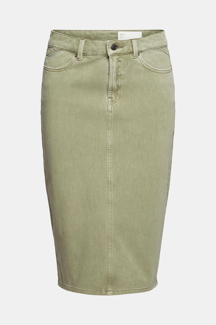 Pencil skirt, in blended organic cotton, LIGHT KHAKI, detail image number 6