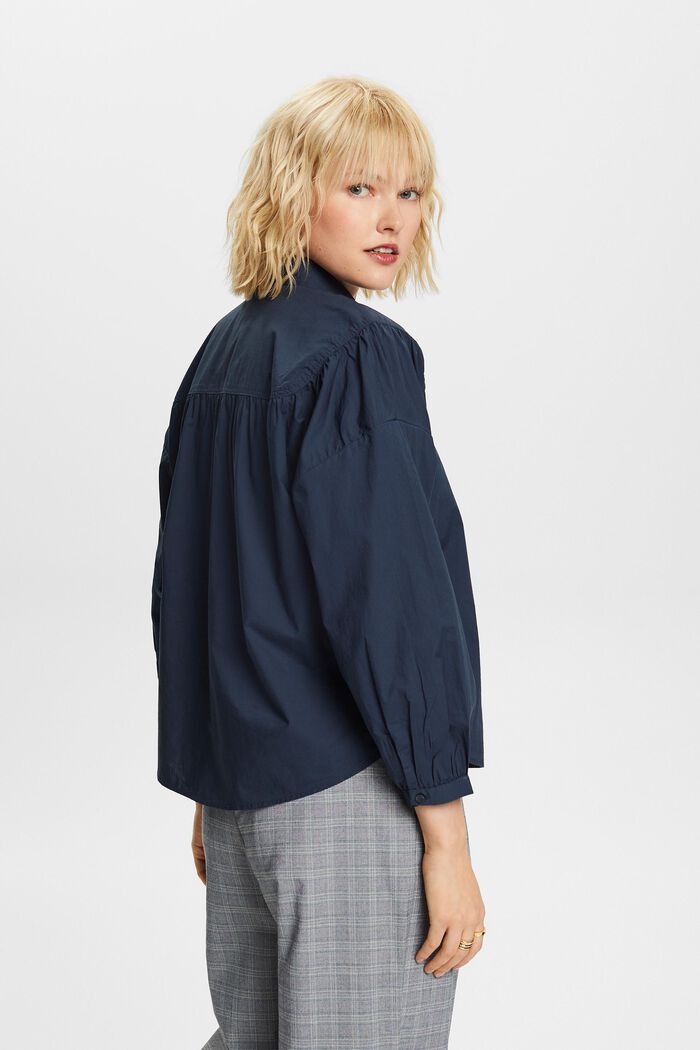 Poplin blouse, 100% cotton, PETROL BLUE, detail image number 3