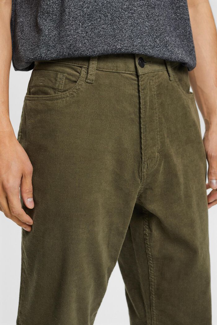Straight Fit Corduroy Trousers, KHAKI GREEN, detail image number 1