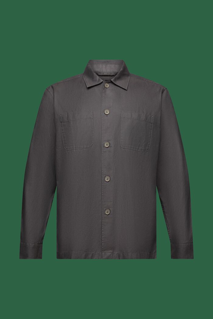 Twill Button Down Shirt, DARK GREY, detail image number 6