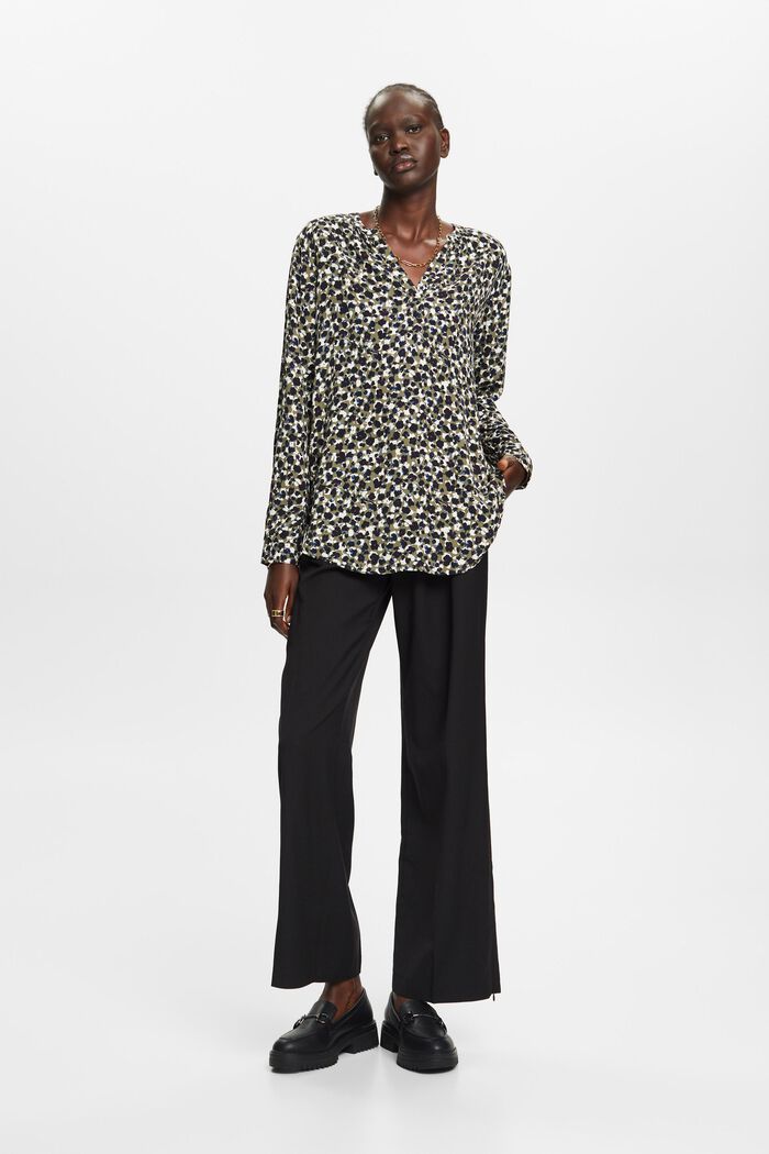 Patterned blouse, LENZING™ ECOVERO™, KHAKI GREEN, detail image number 4