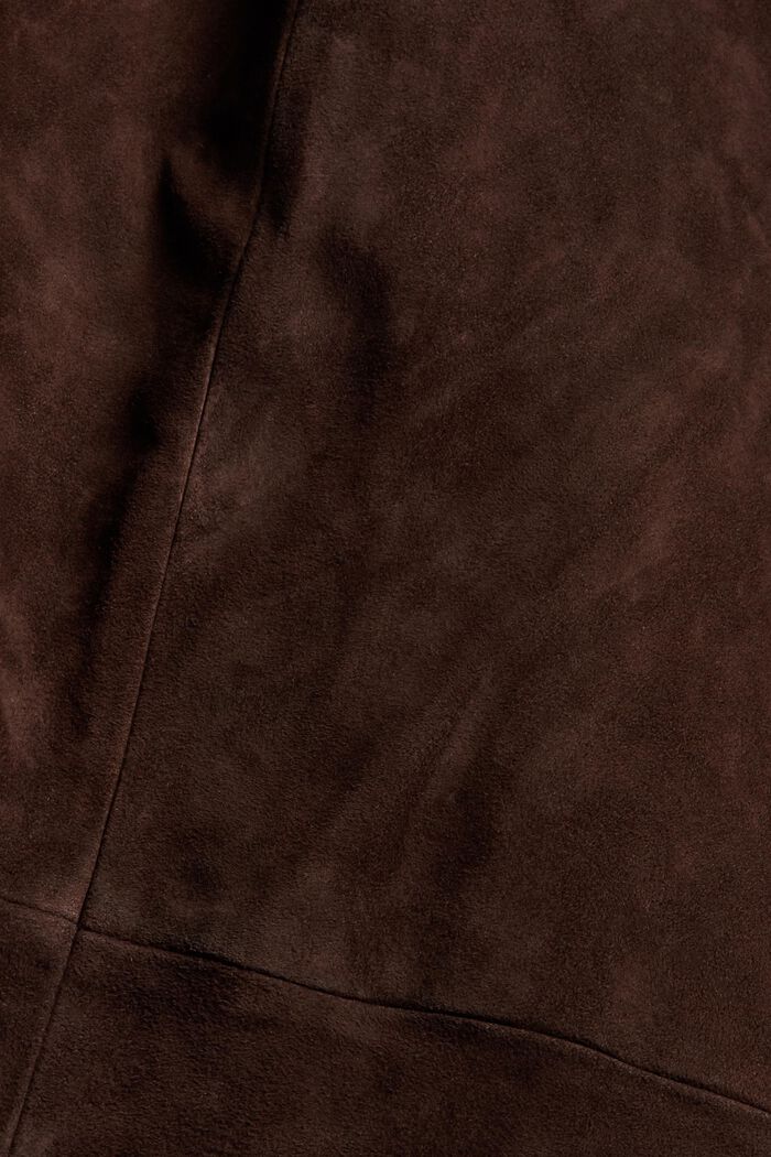 A-line midi skirt made of 100% suede, DARK BROWN, detail image number 4
