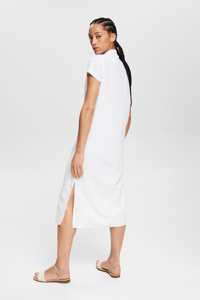 Linen blend: long shirt dress, WHITE, detail image number 3