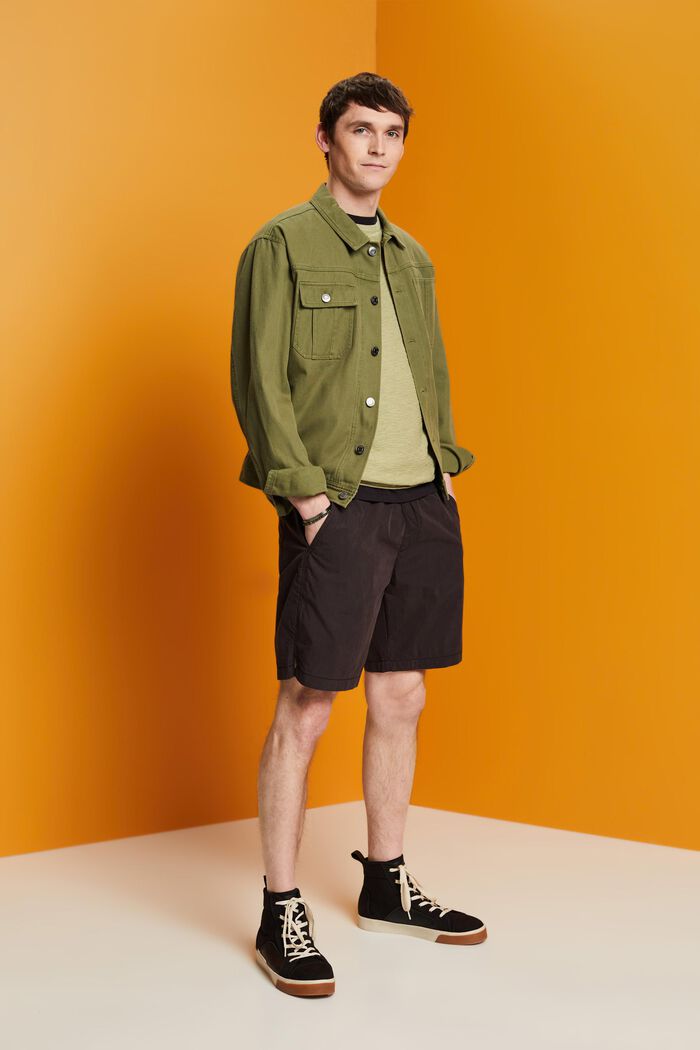 Short-sleeve jumper, cotton-linen blend, LIGHT GREEN, detail image number 1