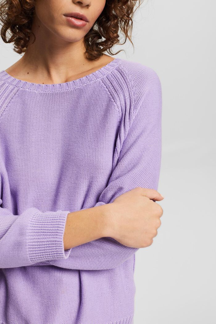 Containing TENCEL™: knitted jumper with raglan sleeves, LAVENDER, detail image number 2