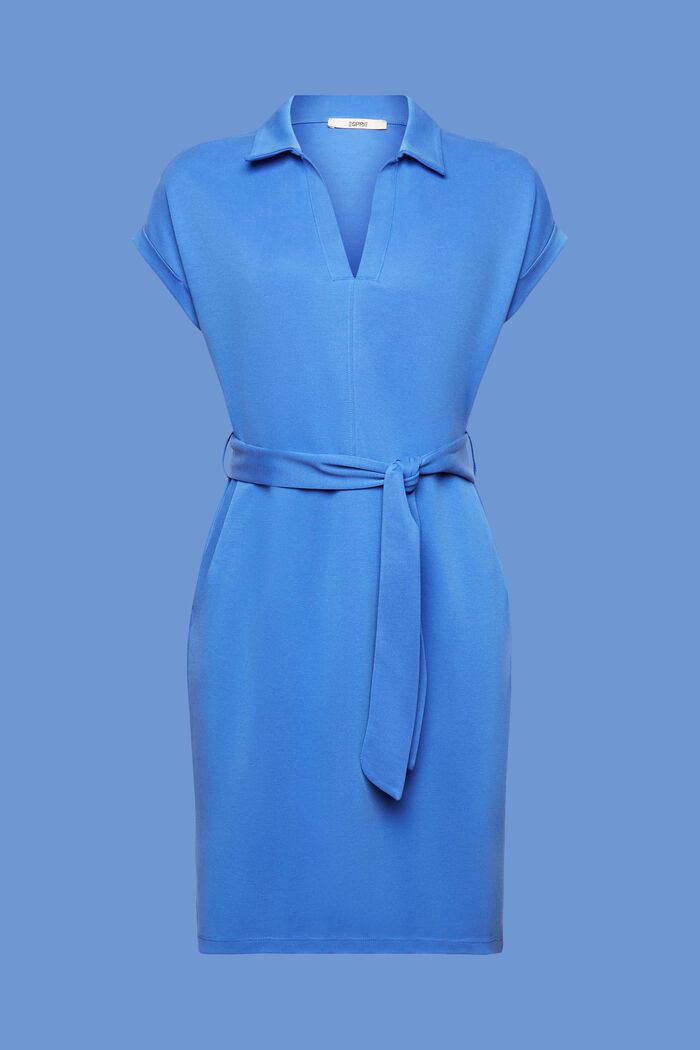 Knitted dress with a tie belt, TENCEL™, BRIGHT BLUE, detail image number 6