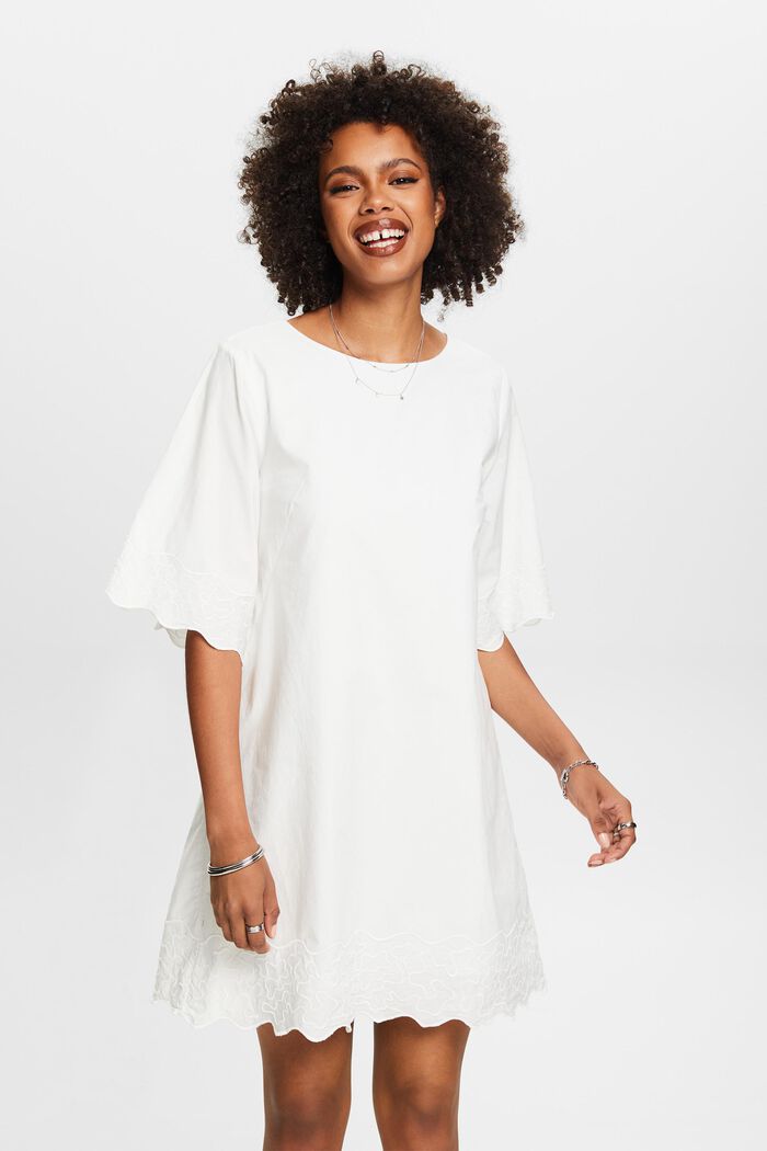 Embroidered Bell Sleeve Mini Dress, OFF WHITE, detail image number 0