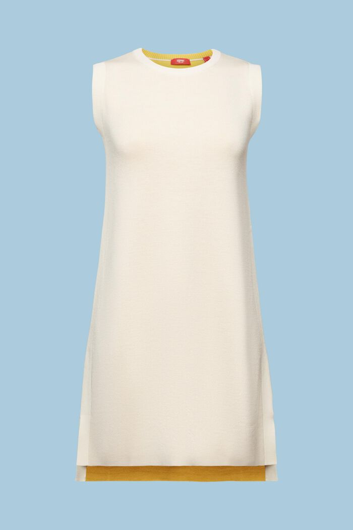 Sleeveless Wool-Blend Mini Dress, CREAM BEIGE, detail image number 7