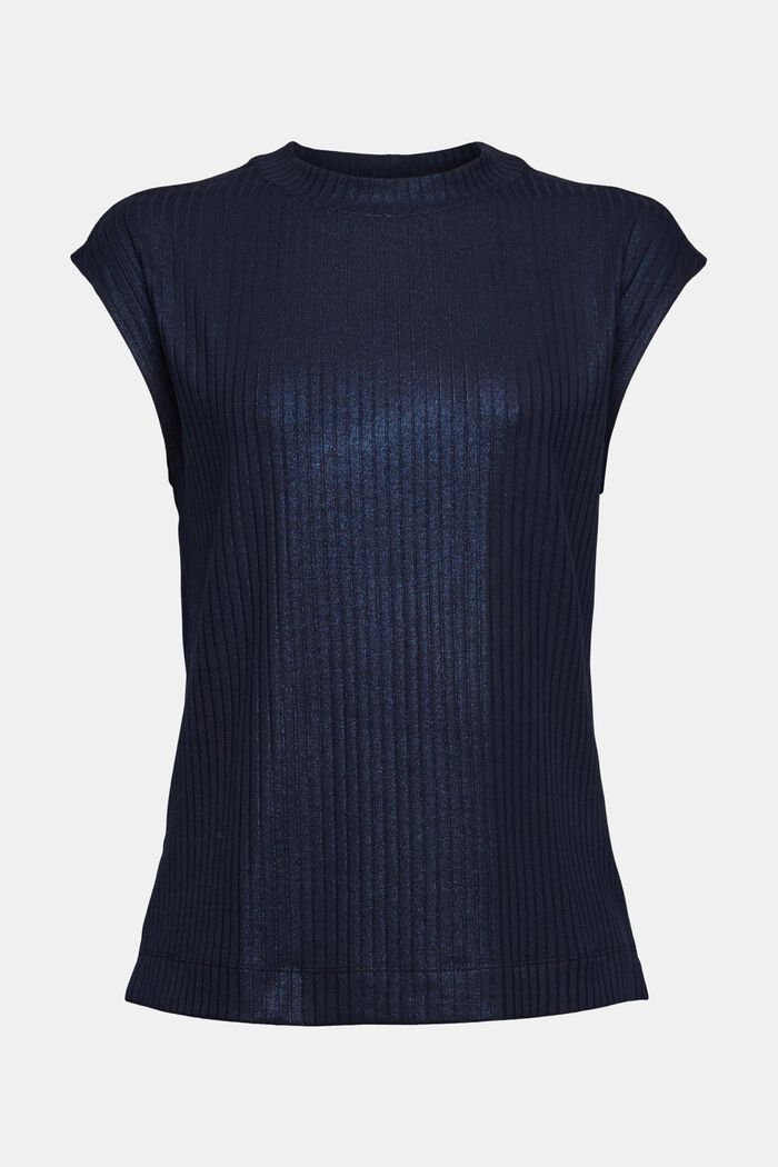 Glittering rib knit top made of recycled material, NAVY, detail image number 6