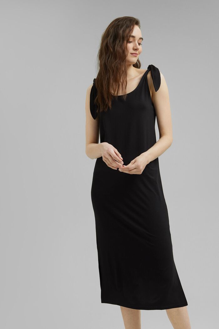 Jersey knotted dress, LENZING™ ECOVERO™, BLACK, overview