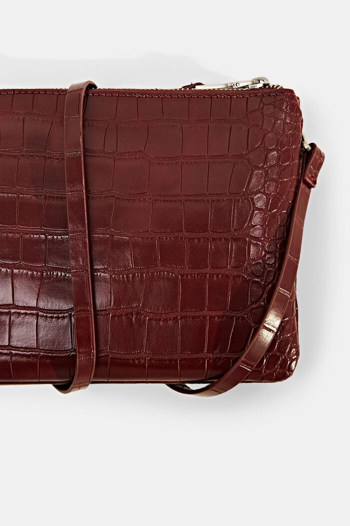 Faux Leather Shoulder Bag, GARNET RED, detail image number 1