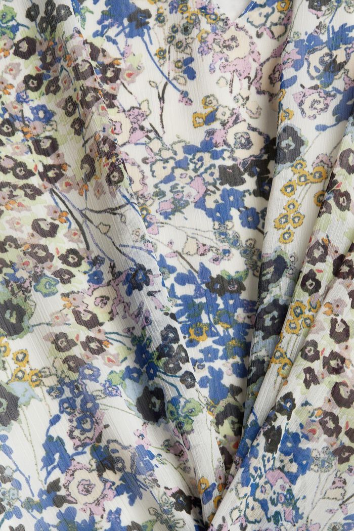 Crêpe blouse with millefleurs pattern, LIGHT BEIGE, detail image number 4